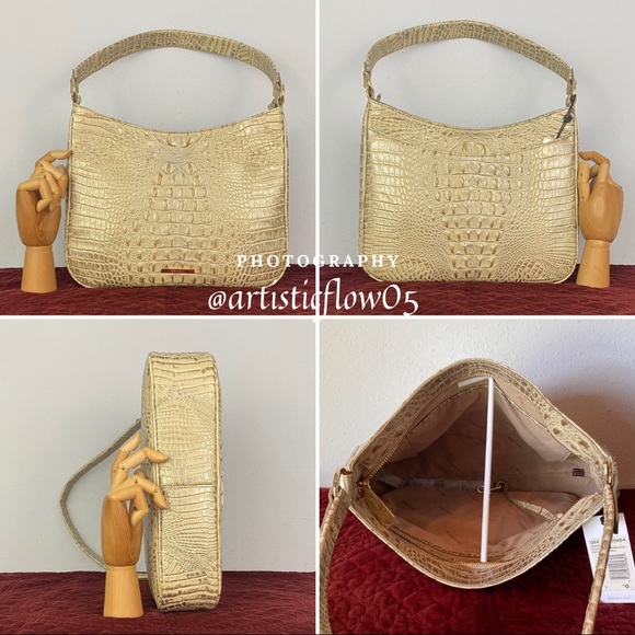 RARE Brahmin Leather Silver Birch Noelle Satchel - Picture 6 of 8